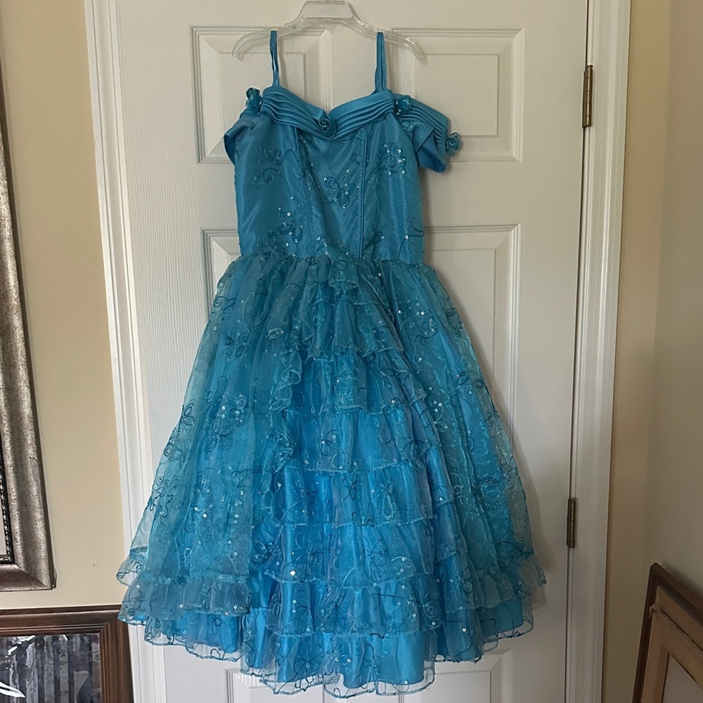 Tip Top Kids Turquoise Blue Ruffled Tulle Party Dress